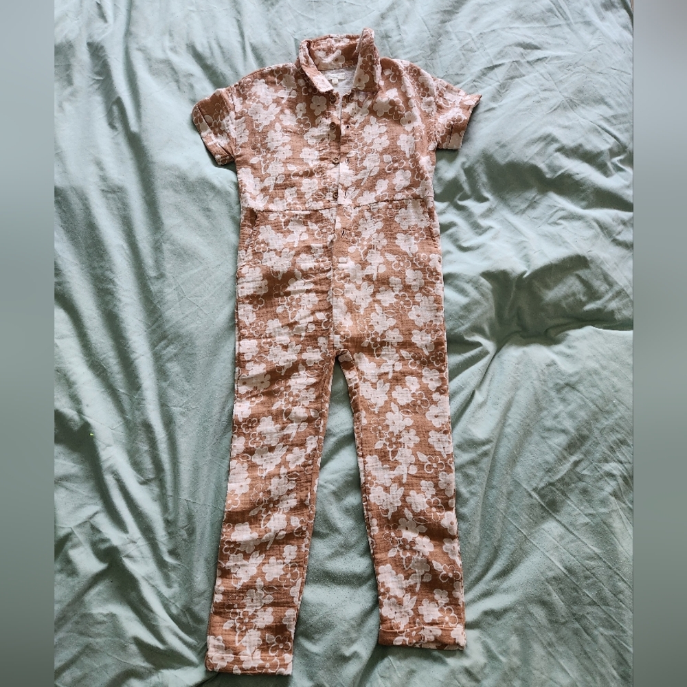 Kids Brown Floral Jumpsuit